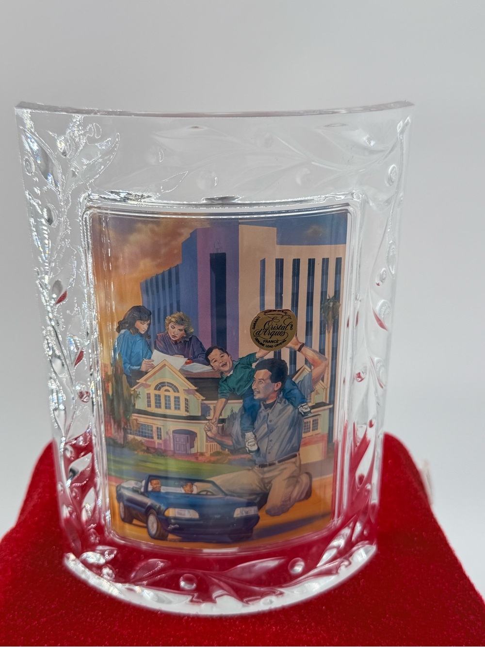 Clear Decorative Glass Votive with Multi-Color Illustrated Insert